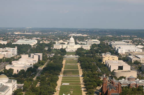 From the Washington Monument looking past the "mall" to Congress